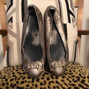 Gucci Pewter Horsebit Ballerina Flats 37.5 or 7 1/2